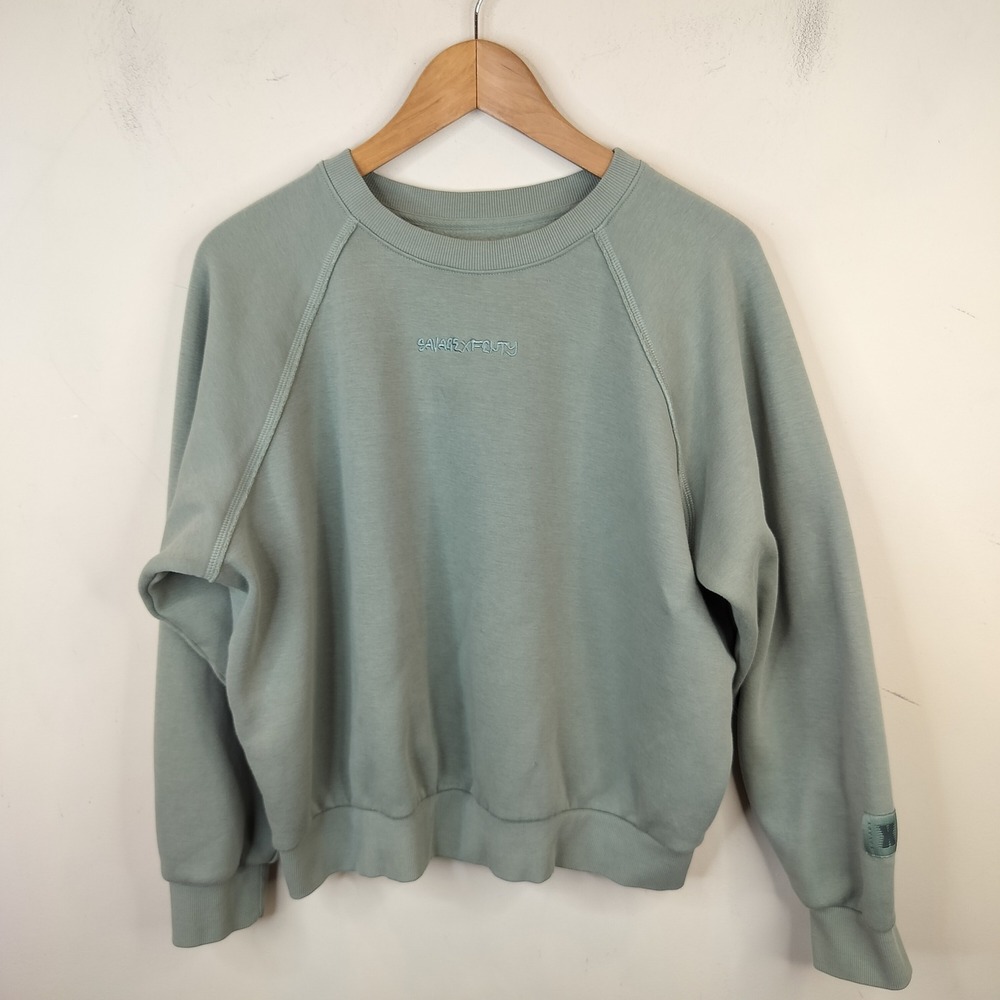 Savage X Fenty Sweatshirt XL Raglan Sleeve Lounge Fleece Sage Green